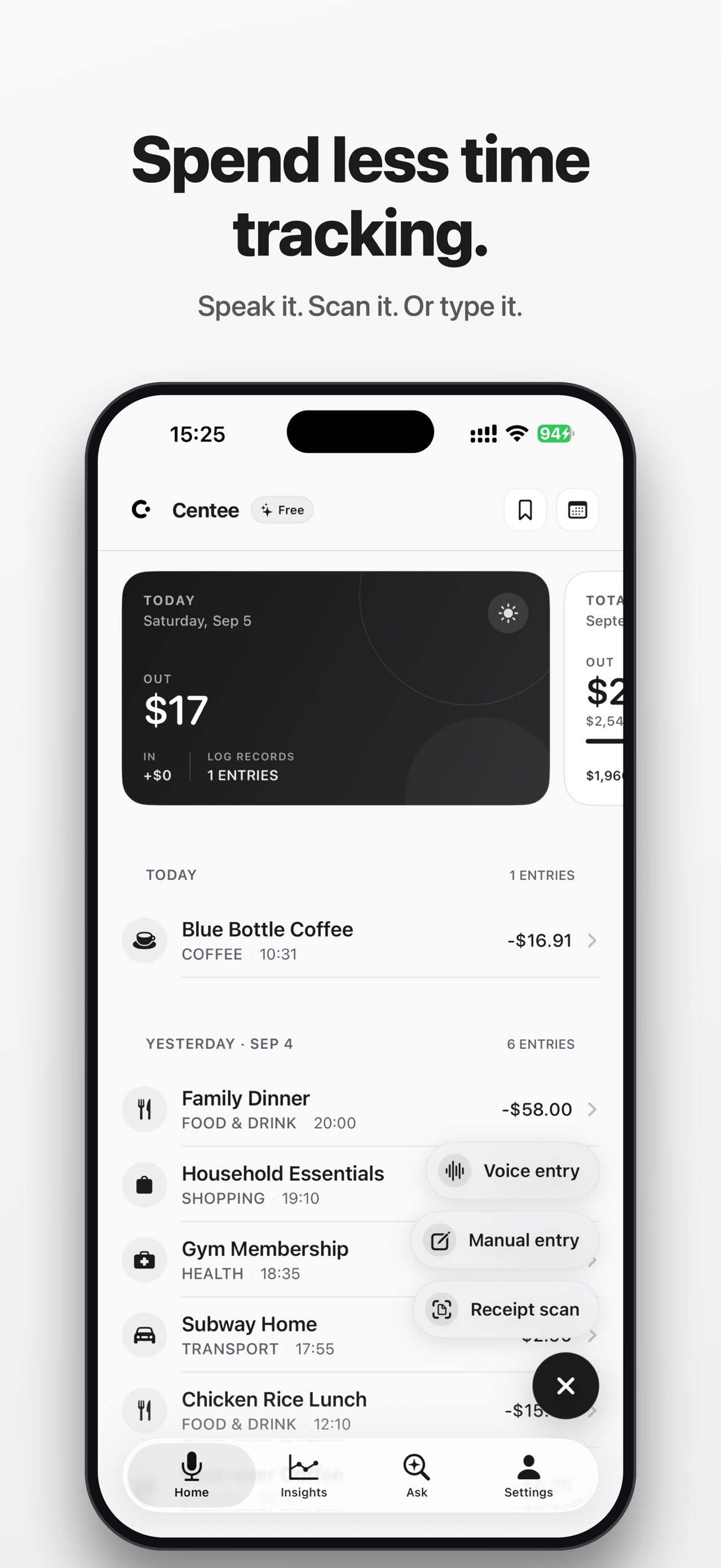 Centee: AI Expense Tracker product screen